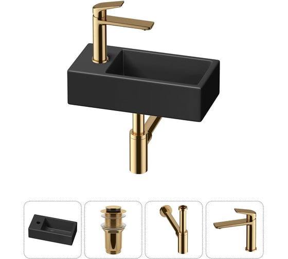 Изображение товара Комплект Wellsee 4 в 1 Lavinia Boho Bathroom Sink накладная/подвесная раковина 40x20 см 20216017R