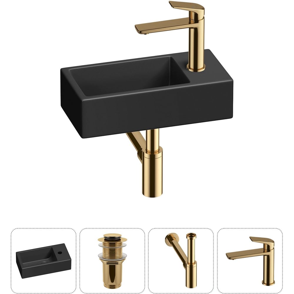 Изображение товара Комплект Wellsee 4 в 1 Lavinia Boho накладная или подвесная раковина 40x20 см