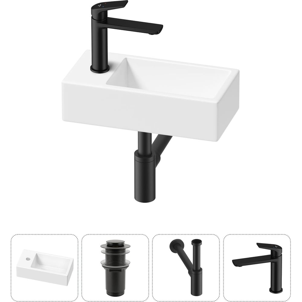 Изображение товара Комплект Wellsee 4 в 1 Lavinia Boho Bathroom Sink накладная подвесная раковина 40x20 см белый