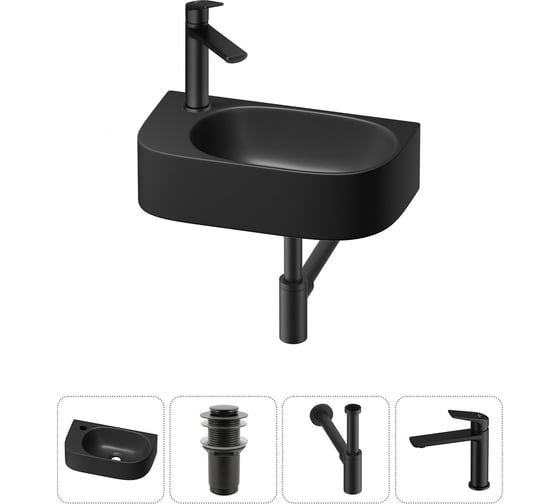 Изображение товара Комплект Wellsee 4 в 1 Lavinia Boho Bathroom Sink накладная/подвесная раковина 40x22 см 20216352R