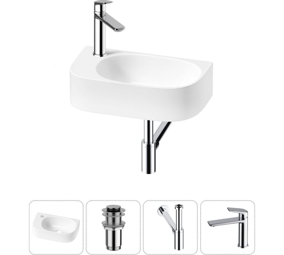 Изображение товара Комплект Wellsee 4 в 1 Lavinia Boho Bathroom Sink накладная/подвесная раковина 40x22 см 20216337R