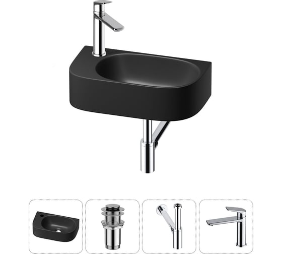 Изображение товара Комплект Wellsee 4 в 1 Lavinia Boho Bathroom Sink накладная/подвесная раковина 40x22 см 20216351R