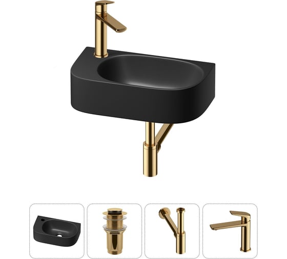 Изображение товара Комплект Wellsee 4 в 1 Lavinia Boho Bathroom Sink накладная/подвесная раковина 40x22 см 20216353R