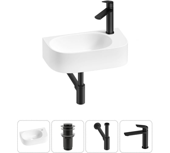 Изображение товара Комплект Wellsee 4 в 1 Lavinia Boho Bathroom Sink накладная/подвесная раковина 40x22 см 20216310R
