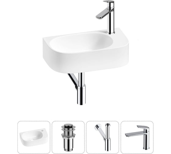 Изображение товара Комплект Wellsee 4 в 1 Lavinia Boho Bathroom Sink накладная/подвесная раковина 40x22 см 20216309R
