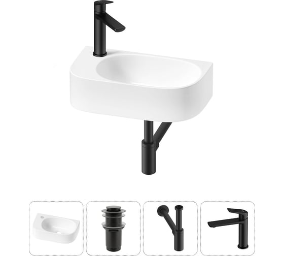 Изображение товара Комплект Wellsee 4 в 1 Lavinia Boho Bathroom Sink накладная/подвесная раковина 40x22 см 20216338R