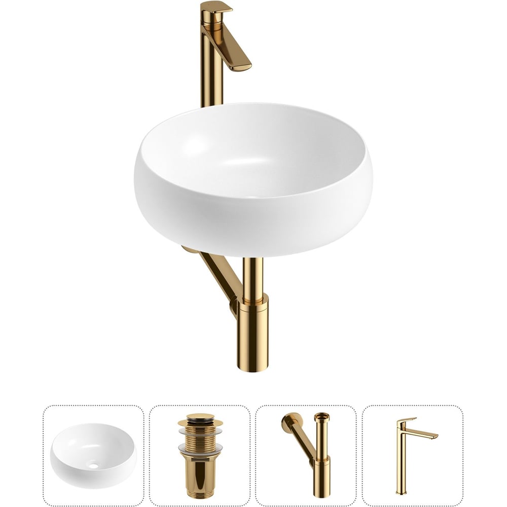 Изображение товара Комплект Wellsee 4 в 1 Lavinia Boho накладная раковина 36x36 см с смесителем