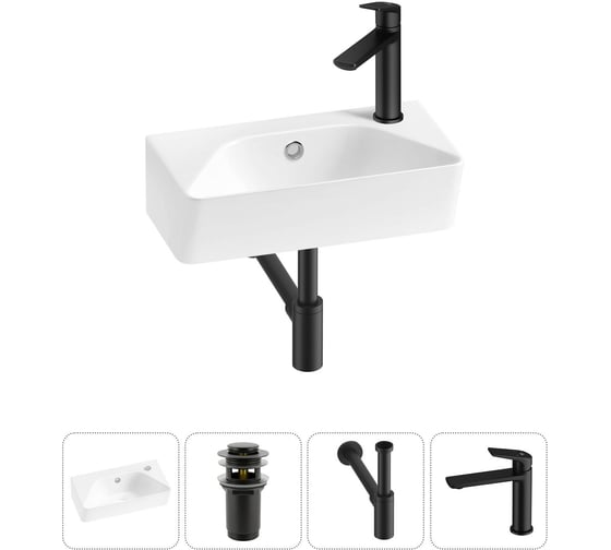 Изображение товара Комплект Wellsee 4 в 1 Lavinia Boho Bathroom Sink накладная/подвесная раковина 40x22 см 20216422R