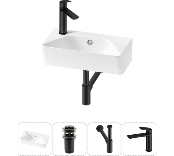 Изображение товара Комплект Wellsee 4 в 1 Lavinia Boho Bathroom Sink накладная/подвесная раковина 40x22 см 20216450R