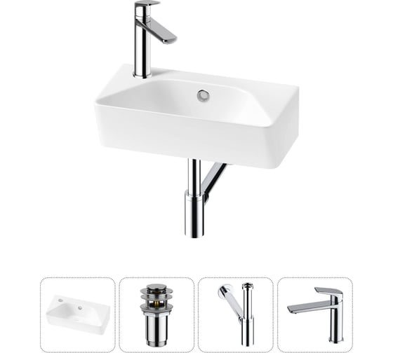 Изображение товара Комплект Wellsee 4 в 1 Lavinia Boho Bathroom Sink накладная/подвесная раковина 40x22 см 20216449R