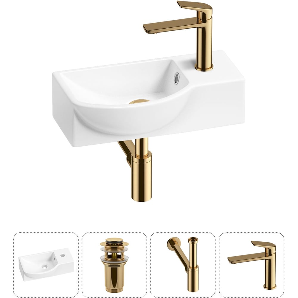 Комплект Wellsee 4 в 1 Lavinia Boho Bathroom Sink накладная/подвесная раковина 40x23 см 20216059R