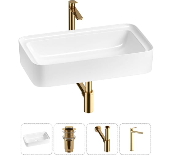 Изображение товара Комплект Wellsee 4 в 1 Lavinia Boho Bathroom Sink накладная раковина 75x40 см 20215342R