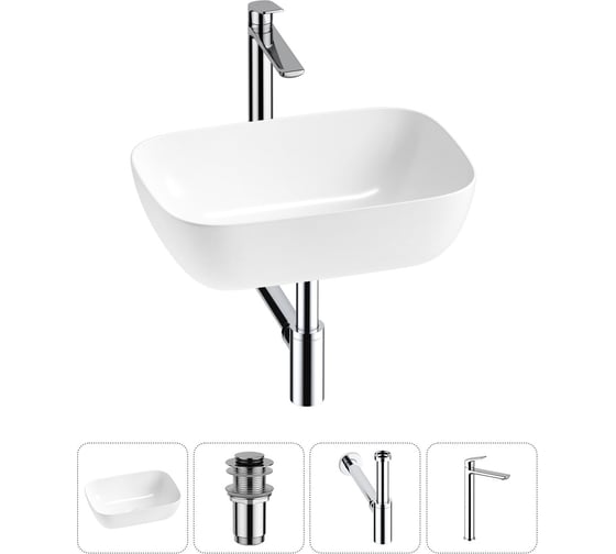 Изображение товара Комплект Wellsee 4 в 1 Lavinia Boho Bathroom Sink накладная раковина 46x33 см 20215199R