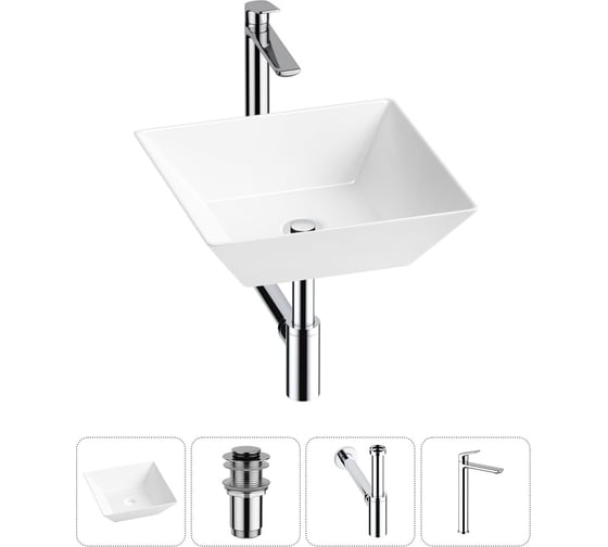 Изображение товара Комплект Wellsee 4 в 1 Lavinia Boho Bathroom Sink накладная раковина 42x42 см 20215167R