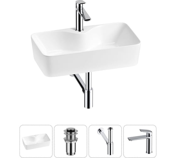 Изображение товара Комплект Wellsee 4 в 1 Lavinia Boho Bathroom Sink накладная раковина 54x30 см 20215279R
