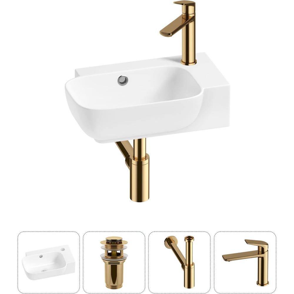 Изображение товара Комплект Wellsee 4 в 1 Lavinia Boho накладная или подвесная раковина 40x24 см