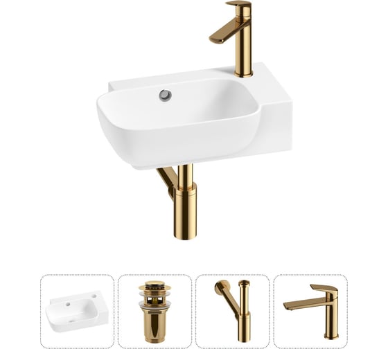 Изображение товара Комплект Wellsee 4 в 1 Lavinia Boho Bathroom Sink накладная/подвесная раковина 40x24 см 20216367R