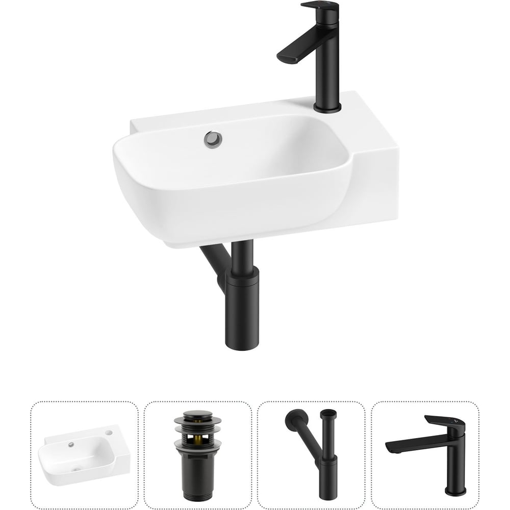 Изображение товара Комплект Wellsee 4 в 1 Lavinia Boho Подвесная раковина белая 40x24 см