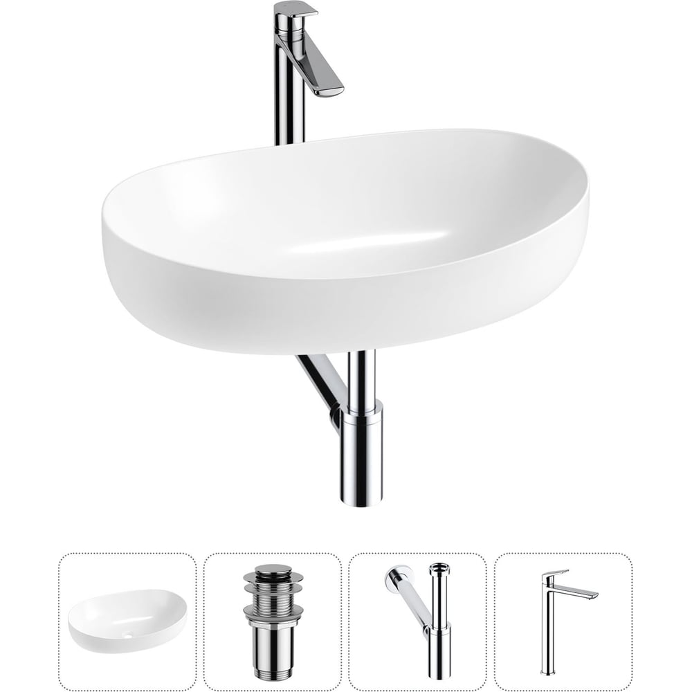 Изображение товара Комплект Wellsee 4 в 1 Lavinia Boho Bathroom Sink накладная раковина 63x42 см 20215516R