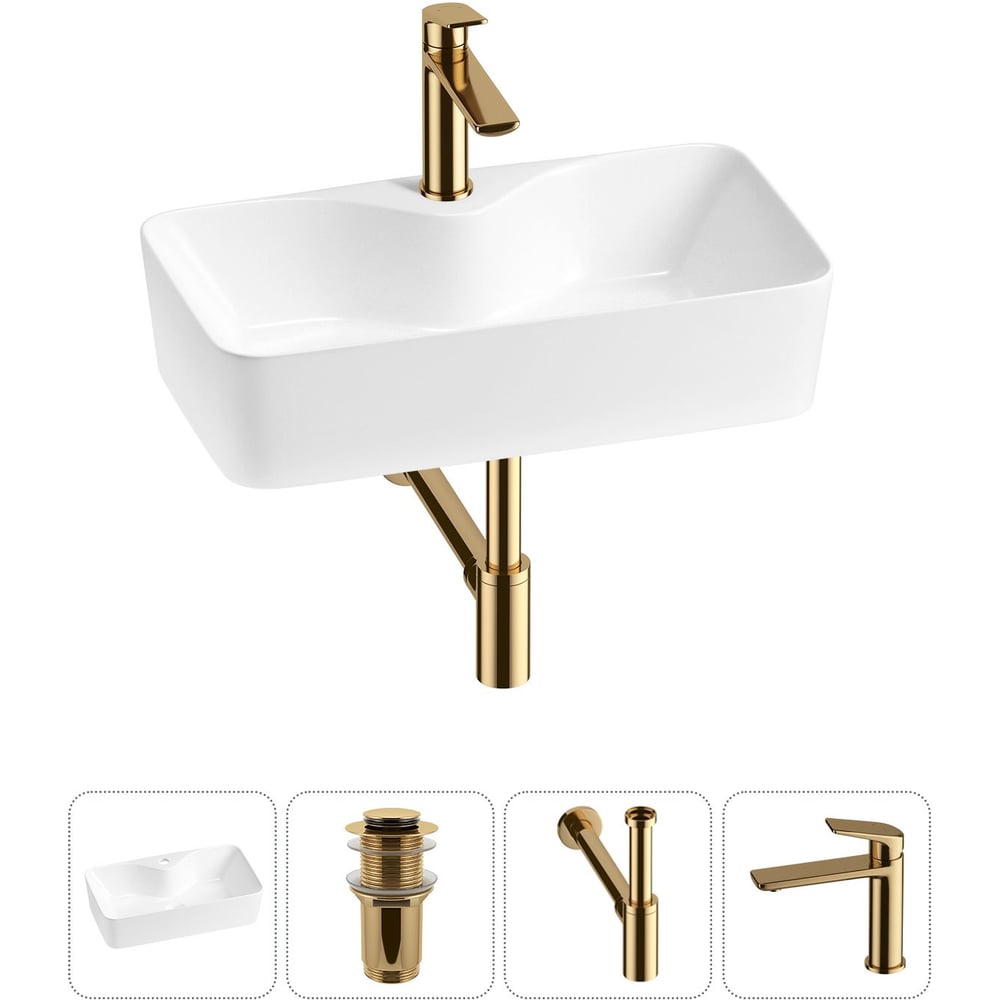 Изображение товара Комплект Wellsee 4 в 1 Lavinia Boho накладная раковина и смеситель белый