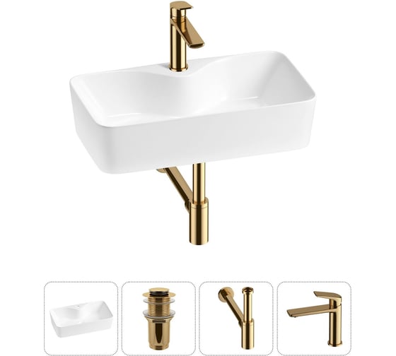 Изображение товара Комплект Wellsee 4 в 1 Lavinia Boho Bathroom Sink накладная раковина 54x30 см 20215281R