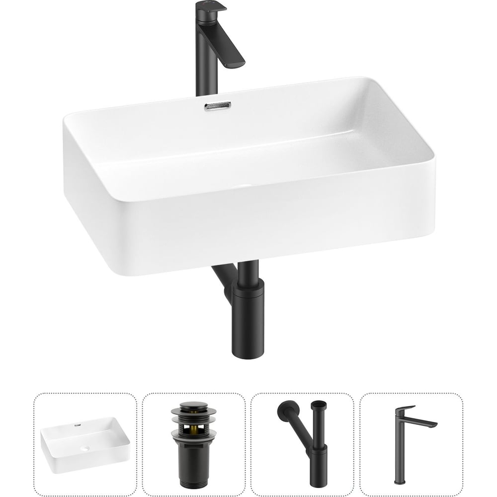 Изображение товара Wellsee 4 в 1 Lavinia: накладная раковина 60x39 см фарфор RefCeram