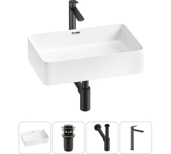Изображение товара Комплект Wellsee 4 в 1 Lavinia Boho Bathroom Sink накладная раковина 60x39 см 20215248R