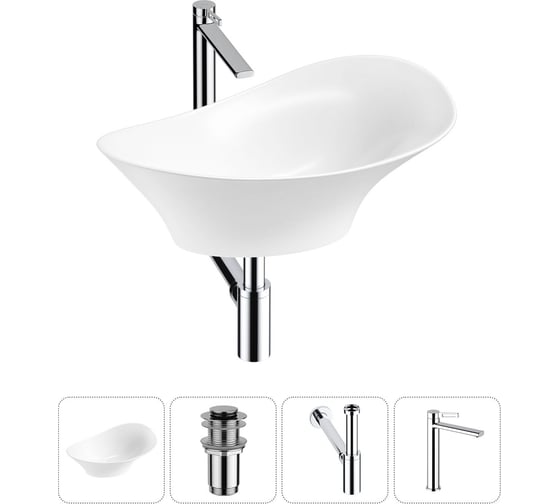 Изображение товара Комплект Wellsee 4 в 1 Lavinia Boho Bathroom Sink накладная раковина 56x33 см 20215356R