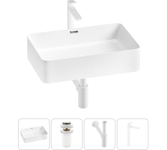 Изображение товара Комплект Wellsee 4 в 1 Lavinia Boho Bathroom Sink накладная раковина 48x31 см 20215218R