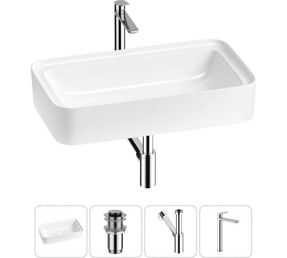 Изображение товара Комплект Wellsee 4 в 1 Lavinia Boho Bathroom Sink накладная раковина 75x40 см 20215340R