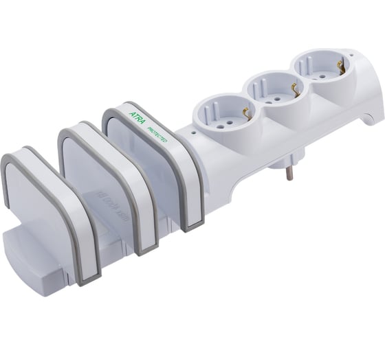 Изображение товара Трехместная розетка SVET РВ16-7145 полочки для мобильных телефонов датчик света+подсветка SV0302-0037