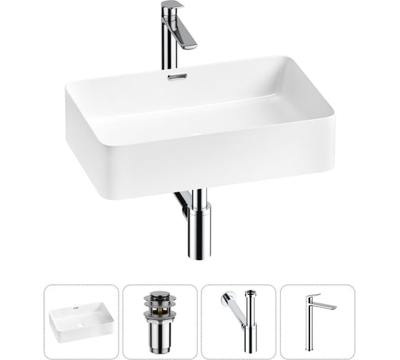 Изображение товара Комплект Wellsee 4 в 1 Lavinia Boho Bathroom Sink накладная раковина 60x39 см 20215247R
