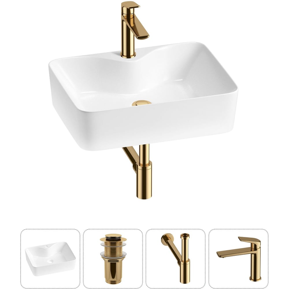 Изображение товара Комплект Wellsee 4 в 1 Lavinia Boho накладная раковина 48x37 см с смесителем