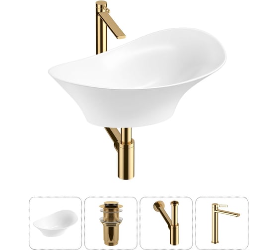 Изображение товара Комплект Wellsee 4 в 1 Lavinia Boho Bathroom Sink накладная раковина 56x33 см 20215358R