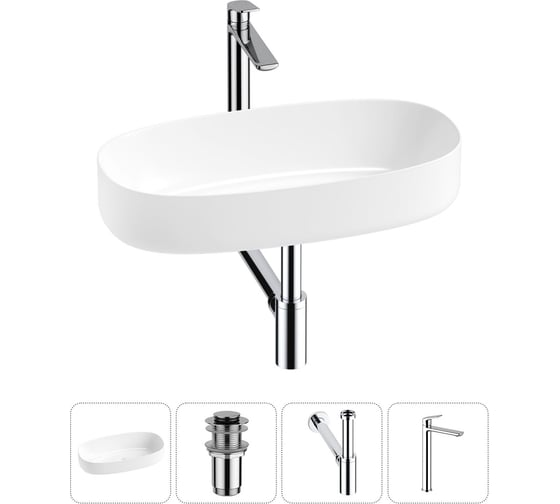Изображение товара Комплект Wellsee 4 в 1 Lavinia Boho Bathroom Sink накладная раковина 68x36 см 20215845R