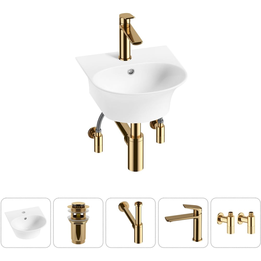 Изображение товара Комплект накладной или подвесной раковины Wellsee Lavinia Boho 34x36 см с смесителем