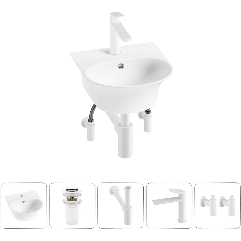 Изображение товара Комплект Wellsee 5 в 1 Lavinia Boho накладная/подвесная раковина 34x36 см