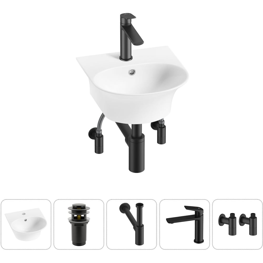 Изображение товара Комплект Wellsee 5 в 1 Lavinia Boho раковина с смесителем и аксессуарами