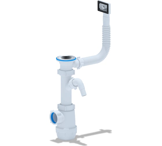 Изображение товара Сифон АНИ Пласт Ани Грот 1 1/2, 40, с переливом и отверстием стиральной машины, жесткий A1040S