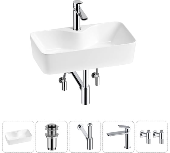 Изображение товара Комплект Wellsee 5 в 1 Lavinia Boho Bathroom Sink накладная раковина 54x30 см 20215283R
