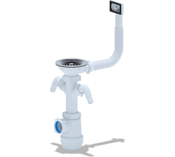 Изображение товара Сифон АНИ Пласт Ани Грот 3 1/2, 40, с 2 отверстиями стиральной машины, жесткий A0146S