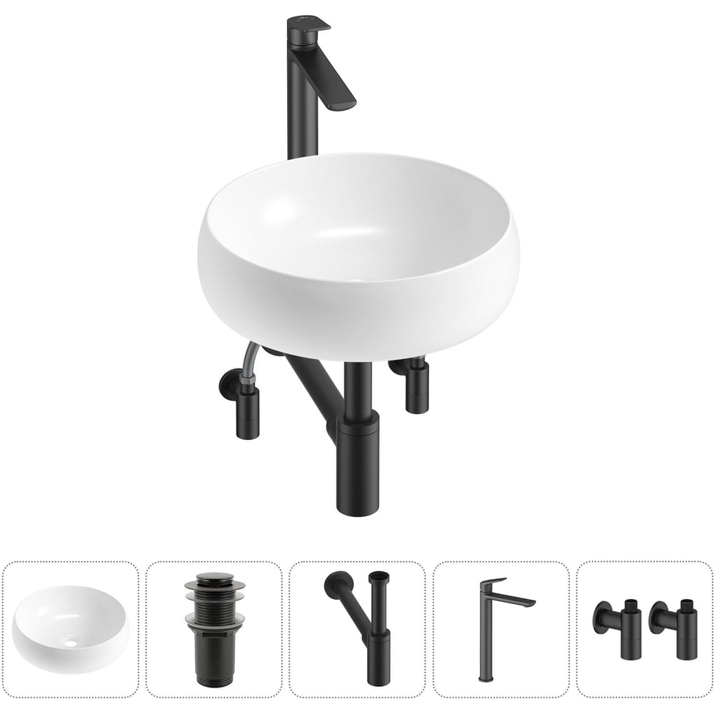 Изображение товара Комплект Wellsee 5 в 1 Lavinia Boho Bathroom Sink накладная раковина 40x40 см