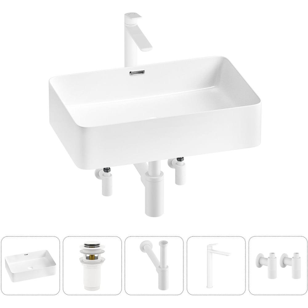 Изображение товара Комплект Wellsee 5 в 1 Lavinia Boho Bathroom Sink накладная раковина 55x37 см 20215238R