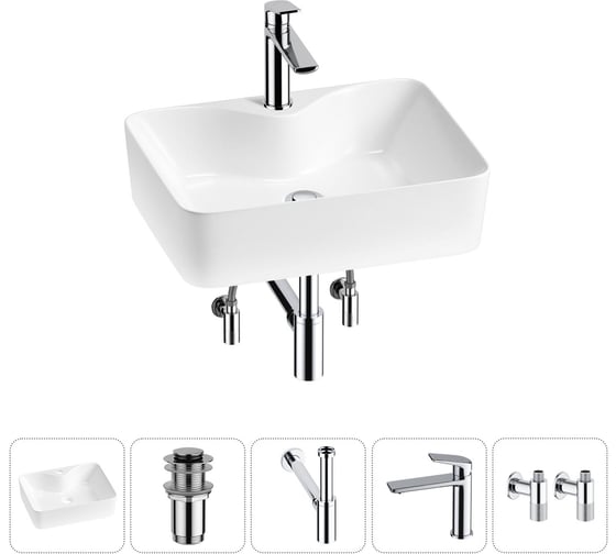 Изображение товара Комплект Wellsee 5 в 1 Lavinia Boho Bathroom Sink накладная раковина 48x37 см 20215267R