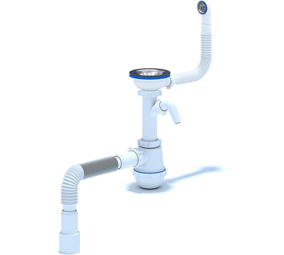 Изображение товара Сифон АНИ Пласт Ани Грот 3 1/2* 40 с переливом и отводом стиральной машины A1042SA15