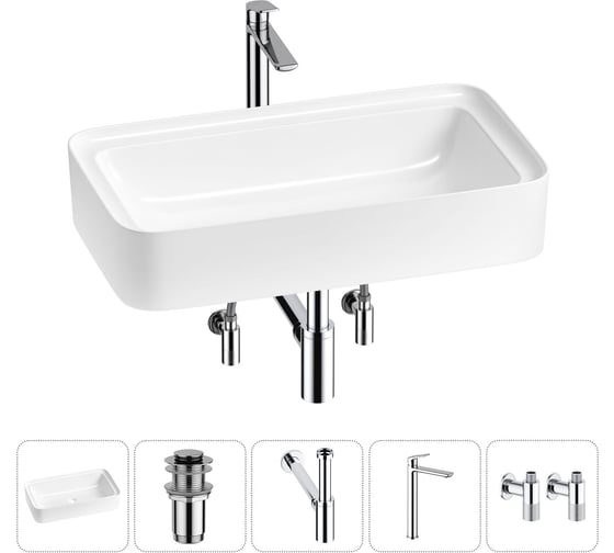 Изображение товара Комплект Wellsee 5 в 1 Lavinia Boho Bathroom Sink накладная раковина 75x40 см 20215344R