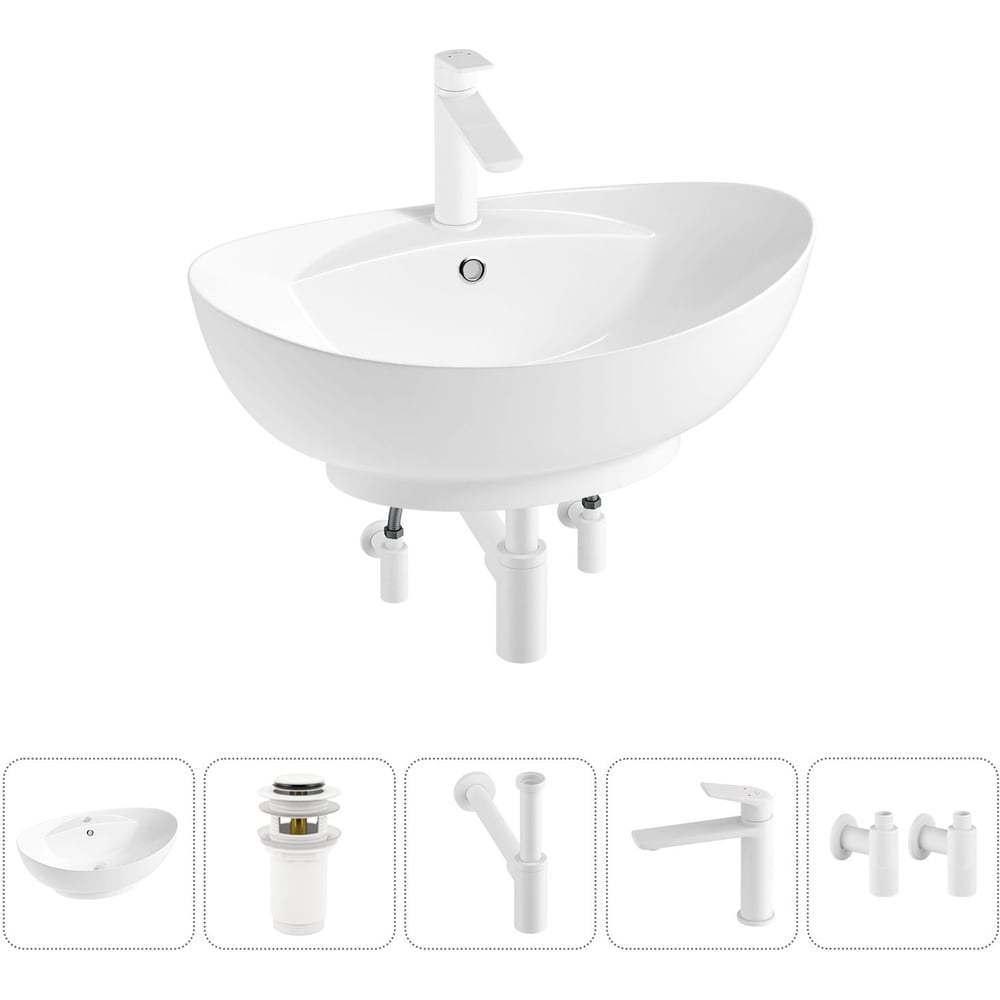Изображение товара Комплект Wellsee 5 в 1 Lavinia Boho Bathroom Sink накладная раковина 59x39 см