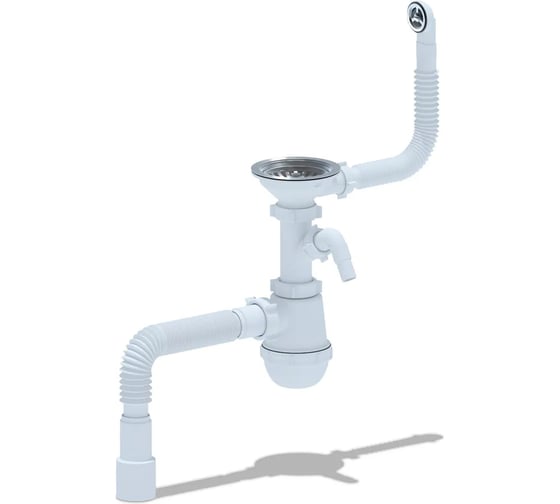 Изображение товара Сифон АНИ Пласт Ани Грот 3 1/2, 40, с переливом и отверстием стиральной машины A1042SP15