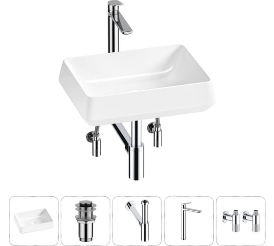 Изображение товара Комплект Wellsee 5 в 1 Lavinia Boho Bathroom Sink накладная раковина 50x38 см 20215440R