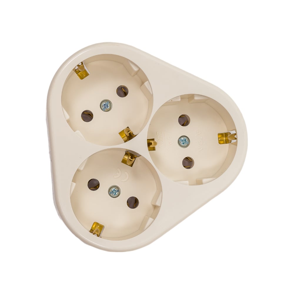 Изображение товара Трехместная розетка SVET РС16-5302 бежевый скрытый монтаж IP20